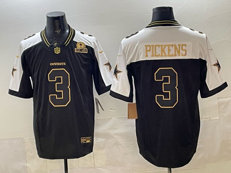Men 2026 Dallas Cowboys #3 Pickens Black Gold 6th generations Nike Limited NFL Jersey style 06->dallas cowboys->NFL Jersey